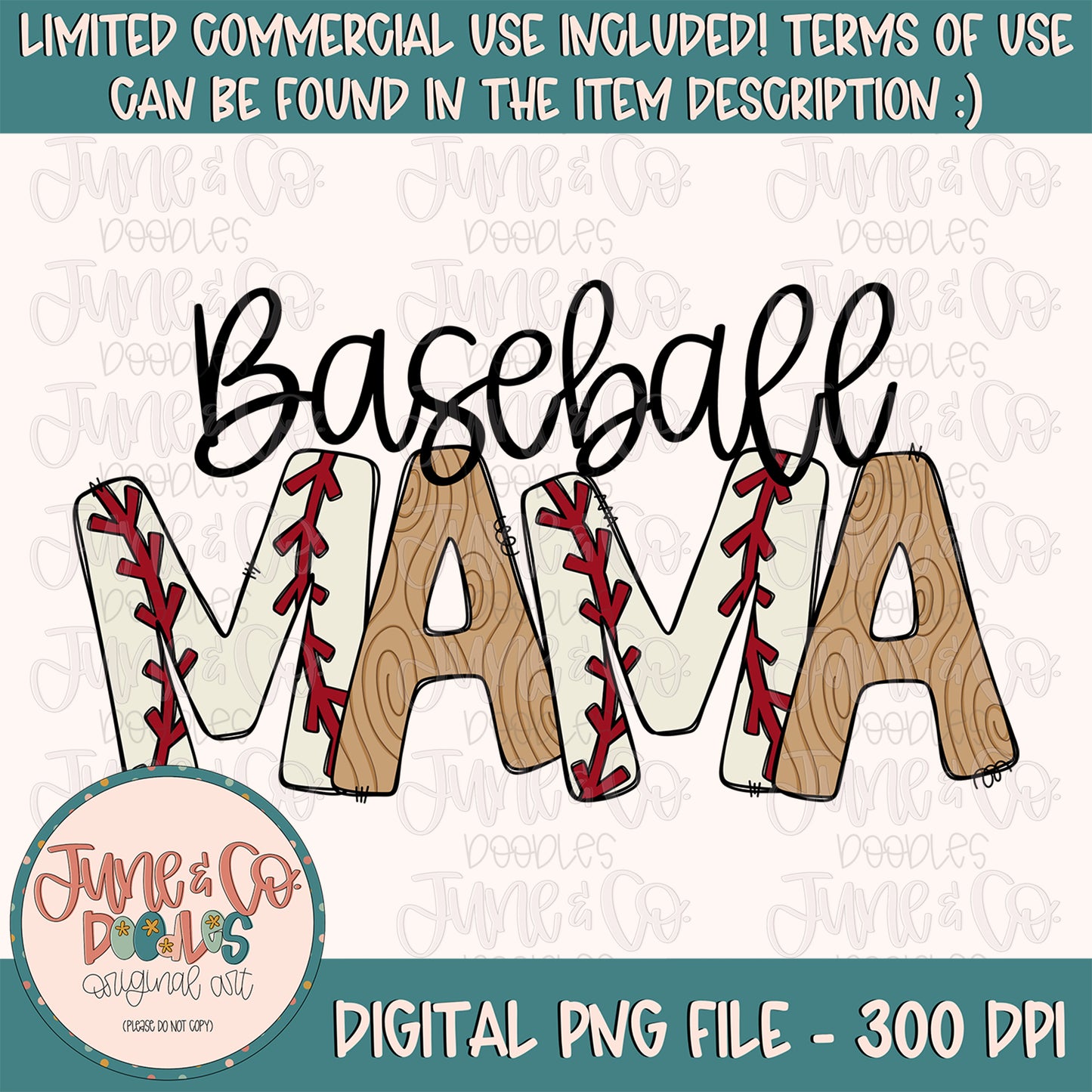 Baseball Mama PNG| Sports Mom Sublimation File| Baseball Season Shirt Design| Hand Lettered Printable Art| Instant Download