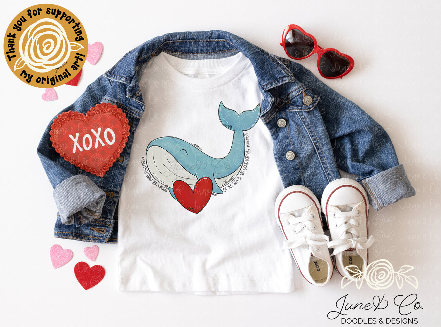 Boys Psalm 93:4 Whale| Christian Valentine's Day Sublimation File| Boys V-Day Shirt Design| Hand Sketched Printable Art| Instant Download