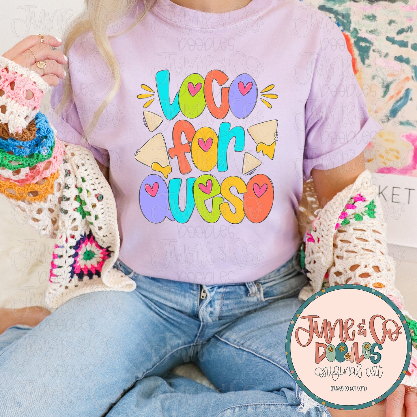 Loco For Queso Girls PNG| Girls Cinco De Mayo Sublimation File| Cheese Dip Shirt Design | Hand Lettered Printable Art| Instant Download