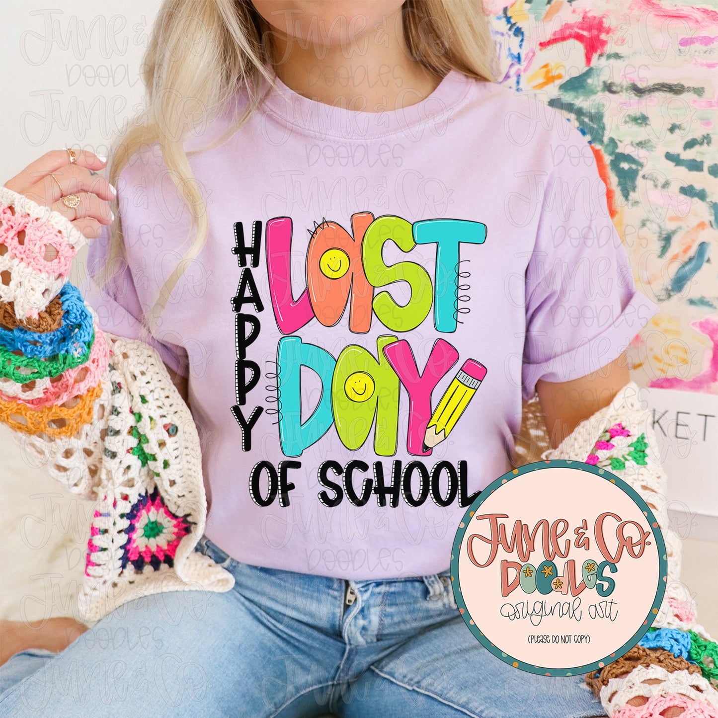 Happy Last Day Of School-Girl PNG| School's Out Sublimation File| Student/Teacher Shirt Design| Hand Lettered Printable Art|Instant Download