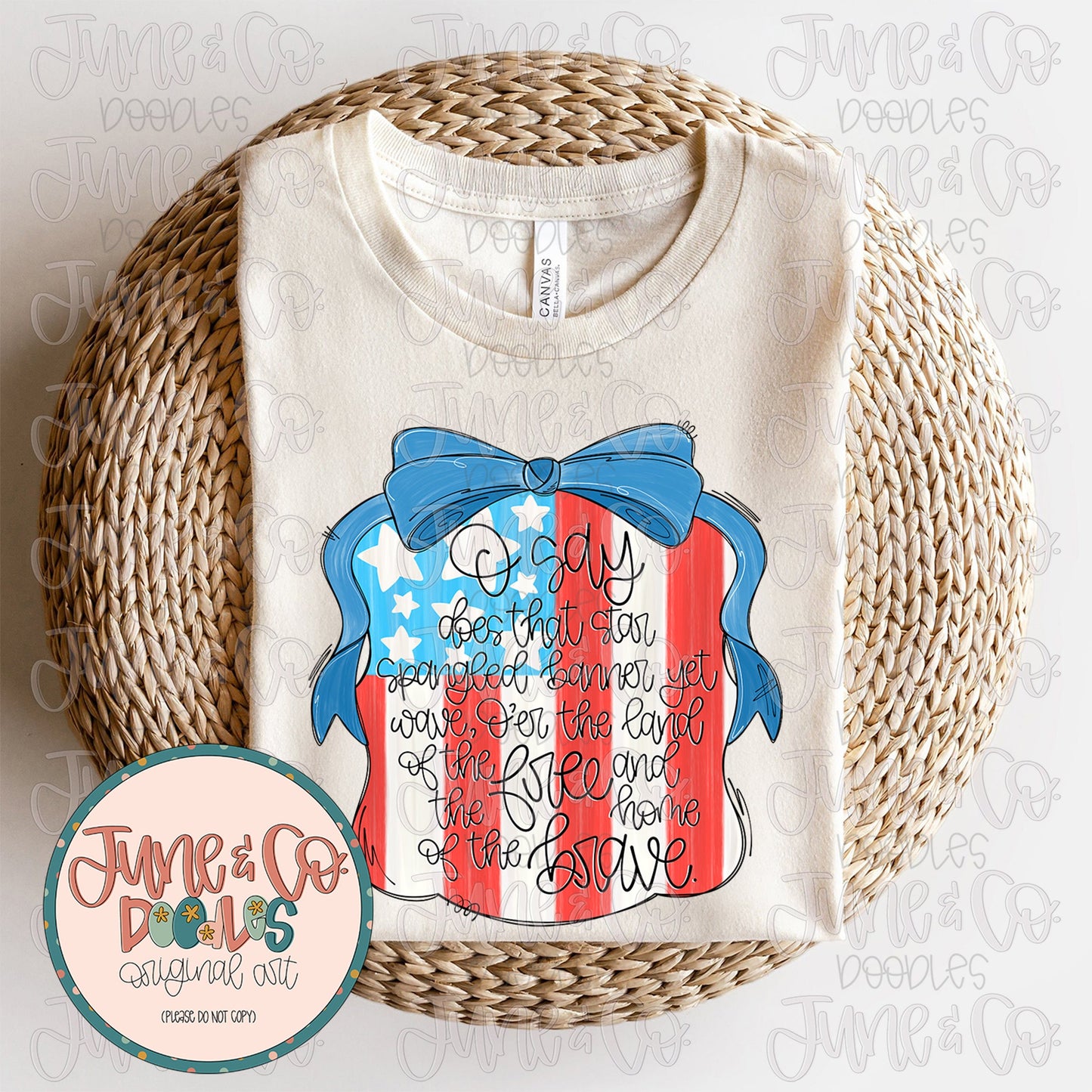Coquette Star Spangled Banner PNG| Girly Patriotic Sublimation File| American Flag Shirt Design|Hand Lettered Printable Art|Instant Download