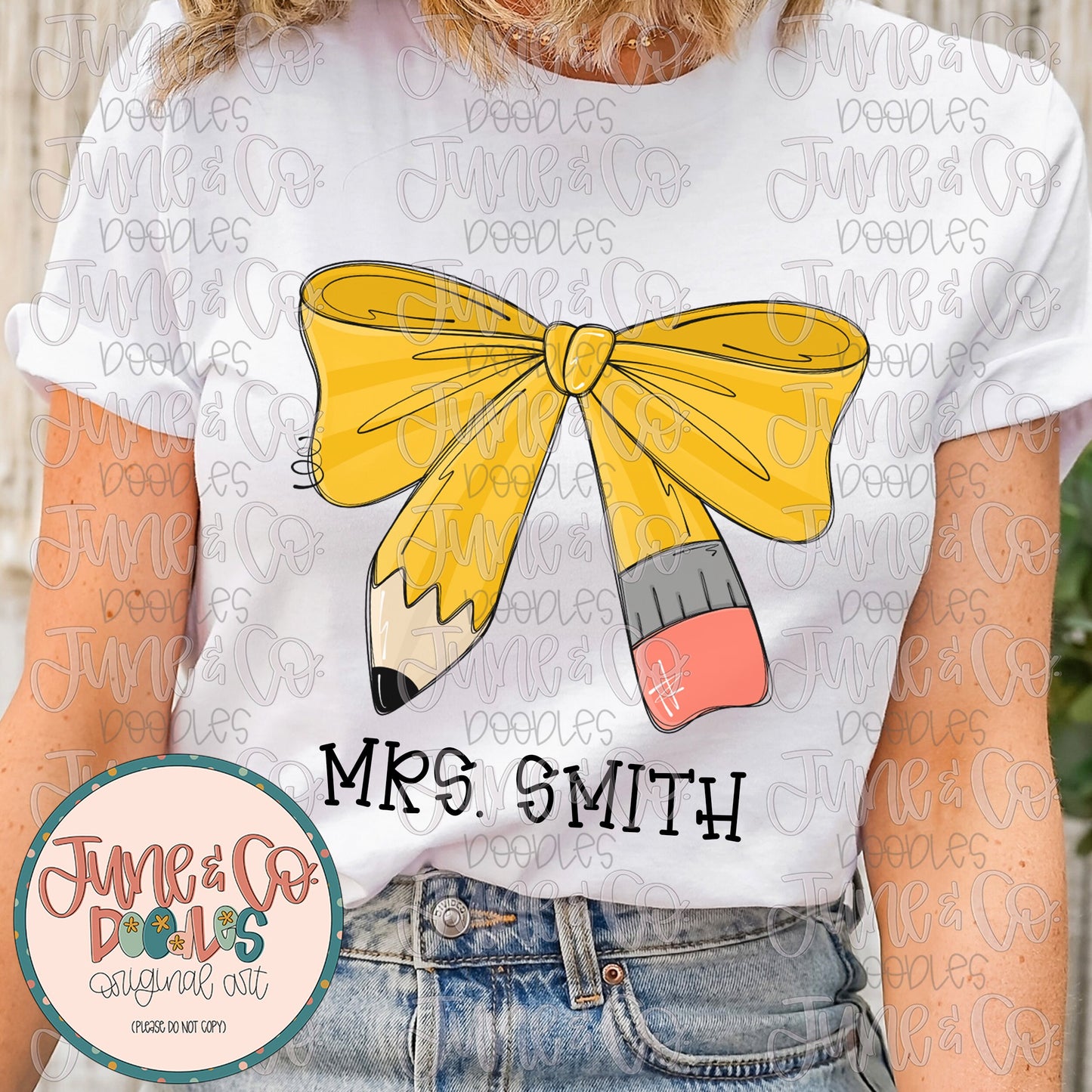Pencil Bow PNG| Girly Back To School Sublimation File| Coquette Teacher Shirt Design| Hand Sketched Printable Art| Instant Download