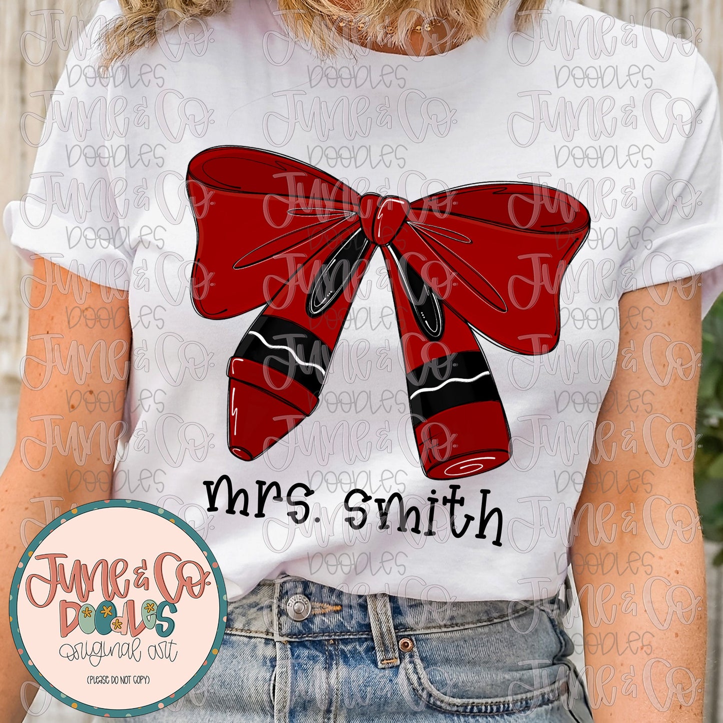 Crimson Crayon Bow PNG| Girly Back To School Sublimation File| Coquette Teacher Shirt Design| Hand Sketched Printable Art| Instant Download