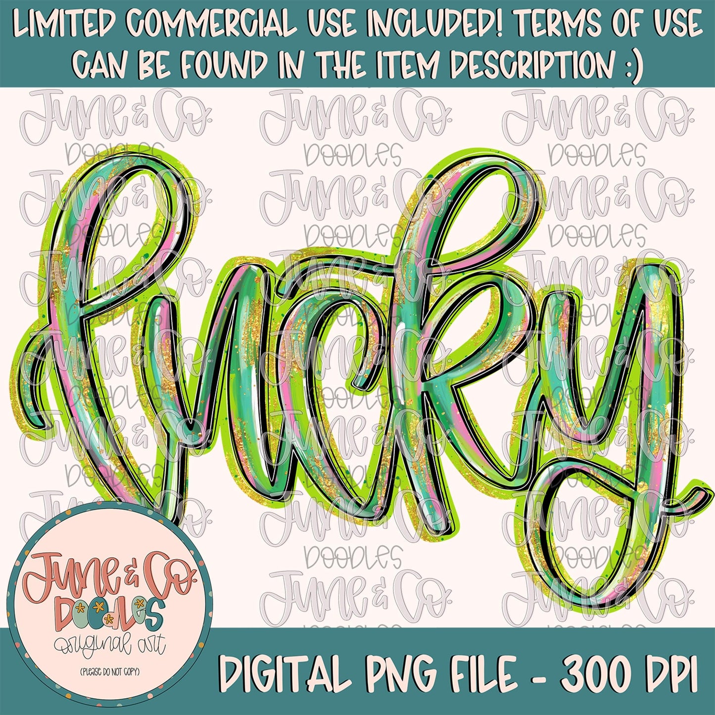 Messy Paint Lucky Lettering PNG| St. Patrick's Day Calligraphy Sublimation File| Holiday Design| Hand Lettered Art| Digital Download