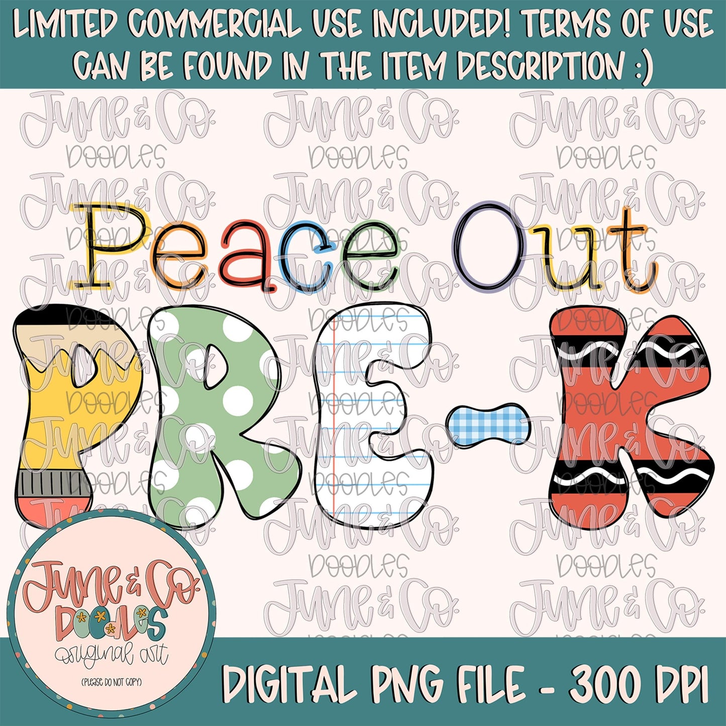 Peace Out Pre-K PNG| End Of School Sublimation File| Unisex Kids Pre-school Shirt Design| Hand Lettered Printable Art| Digital Download