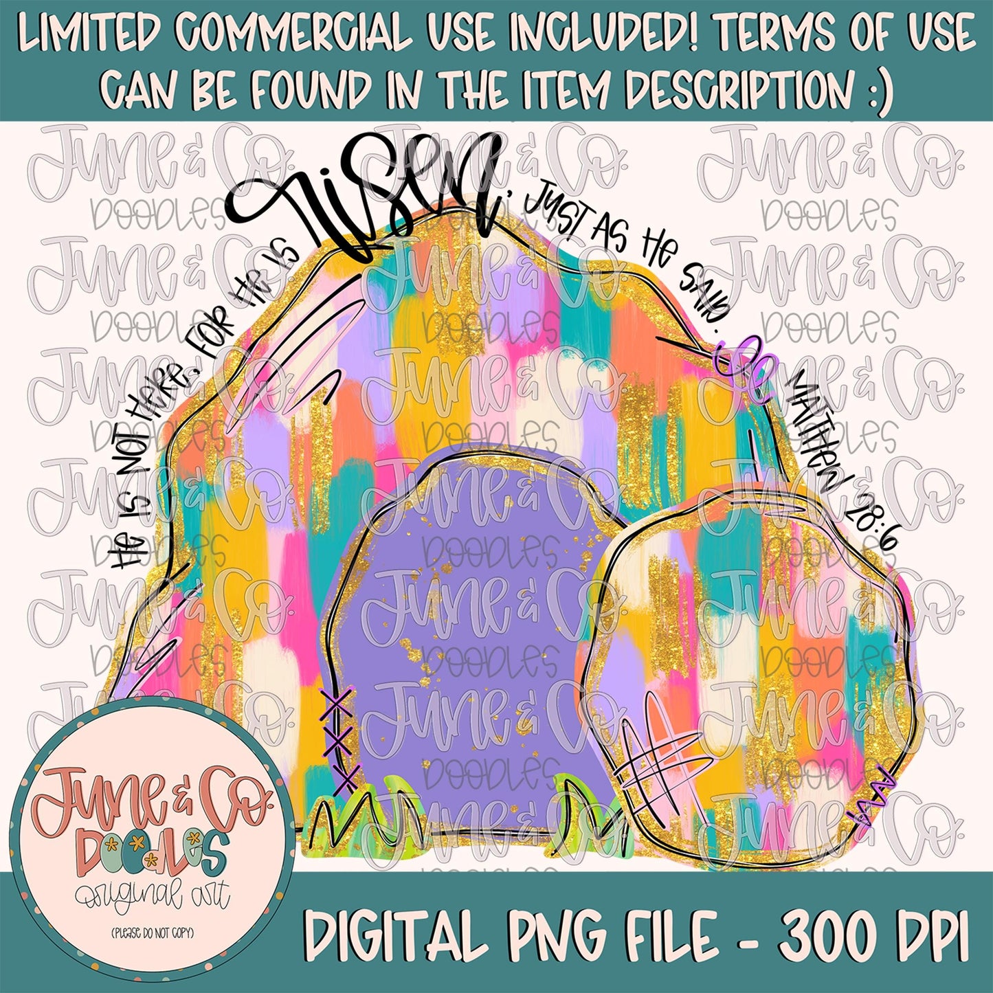 He Is Risen Painted Tomb PNG| Brush Stroke Easter Sublimation File| Faith Shirt Design| Hand Lettered Bible Verse| Digital Download