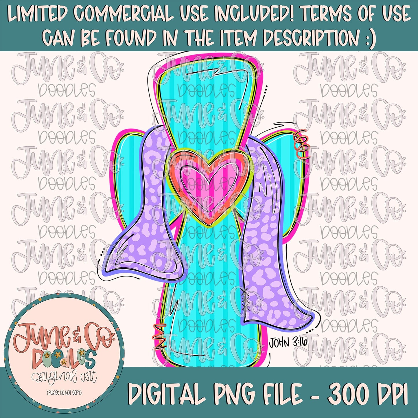 Girls Neon Cross PNG| Kids Christian Sublimation File| Faith Based Easter Design| John 3:16 Bible Verse| Hand Drawn Art| Digital Download