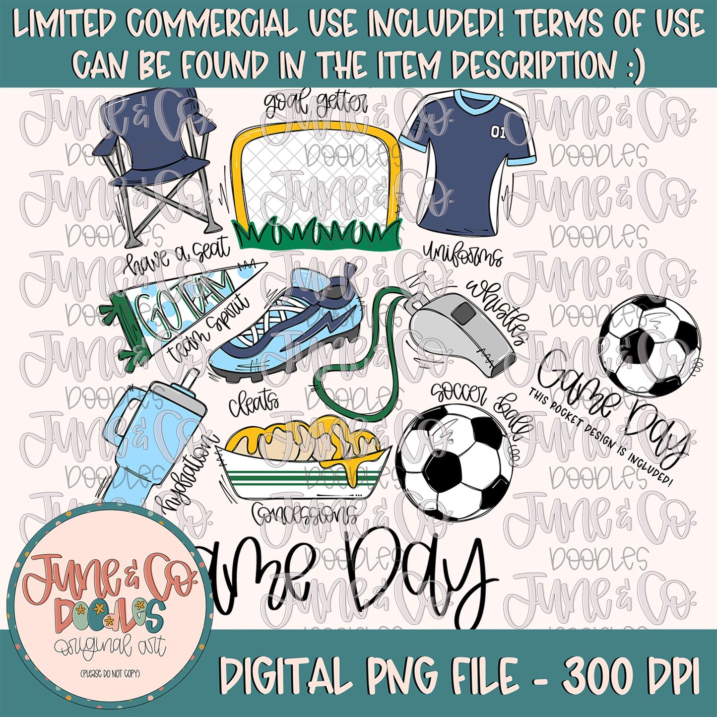 Soccer Game Day PNG| Soccer Things Sublimation File| Spring Sports Shirt Design| Hand Sketched Printable Art Instant Download