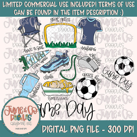 Soccer Game Day PNG| Soccer Things Sublimation File| Spring Sports Shirt Design| Hand Sketched Printable Art Instant Download
