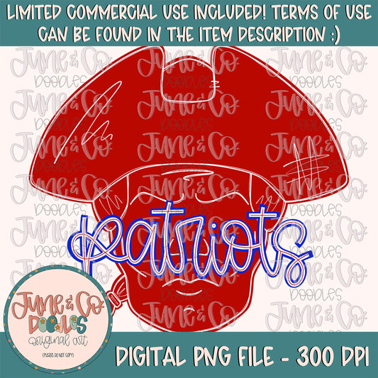 Patriots Silhouette PNG| Patriots Mascot Sublimation File| Game Day Shirt Design| Hand Lettered/Hand Drawn Art| Digital Download