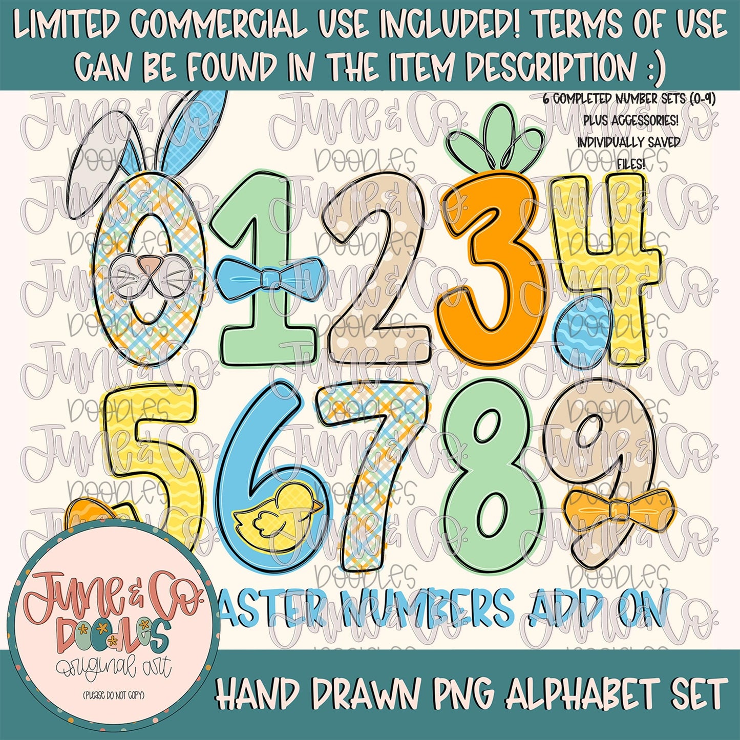 Boys Easter Number Set- PNG| Boys Easter Alpha| Individually Saved Numbers| Boys Holiday Numbers| Doodle Letters PNG| Digital Download