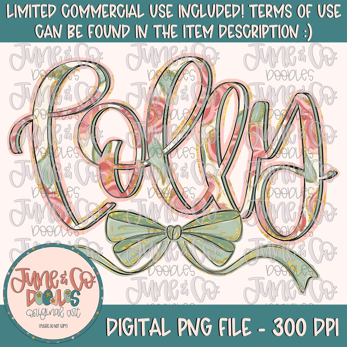 Painted Floral Lolly PNG| Lolly With Bow Sublimation File| Floral Mother's Day Shirt Design| Hand Lettered Printable Art| Digital Download