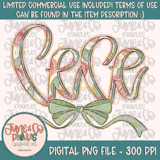 Painted Floral Cece PNG| Cece With Bow Sublimation File| Floral Mother's Day Shirt Design| Hand Lettered Printable Art| Digital Download