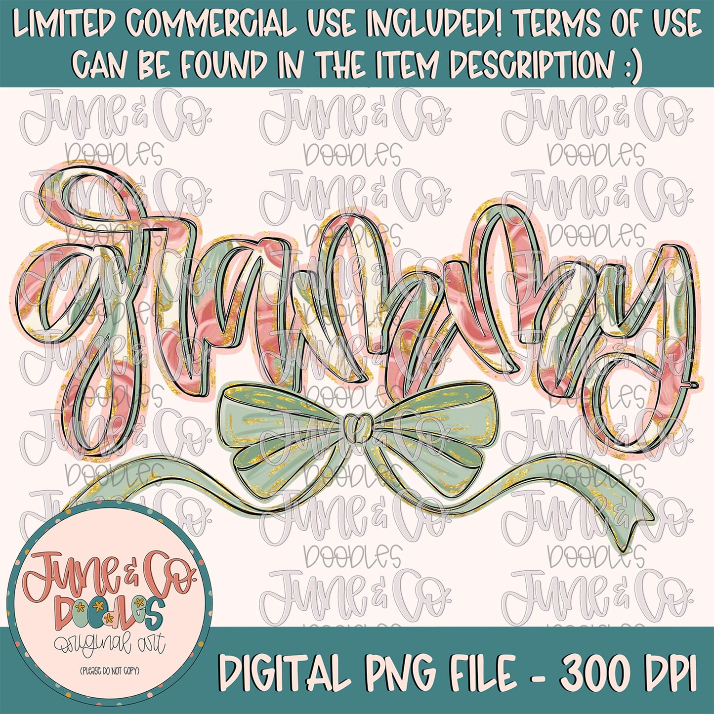 Painted Floral Grammy PNG| Grammy With Bow Sublimation File| Floral Mother's Day Shirt Design| Hand Lettered Printable Art| Digital Download