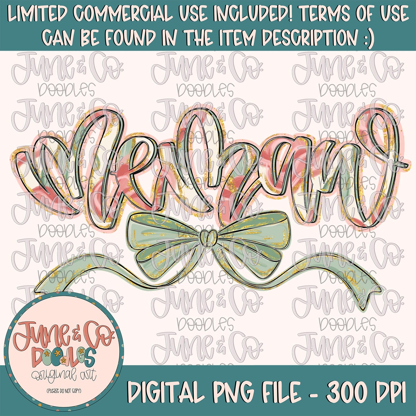 Painted Floral Memaw PNG| Memaw With Bow Sublimation File| Floral Mother's Day Shirt Design| Hand Lettered Printable Art| Digital Download