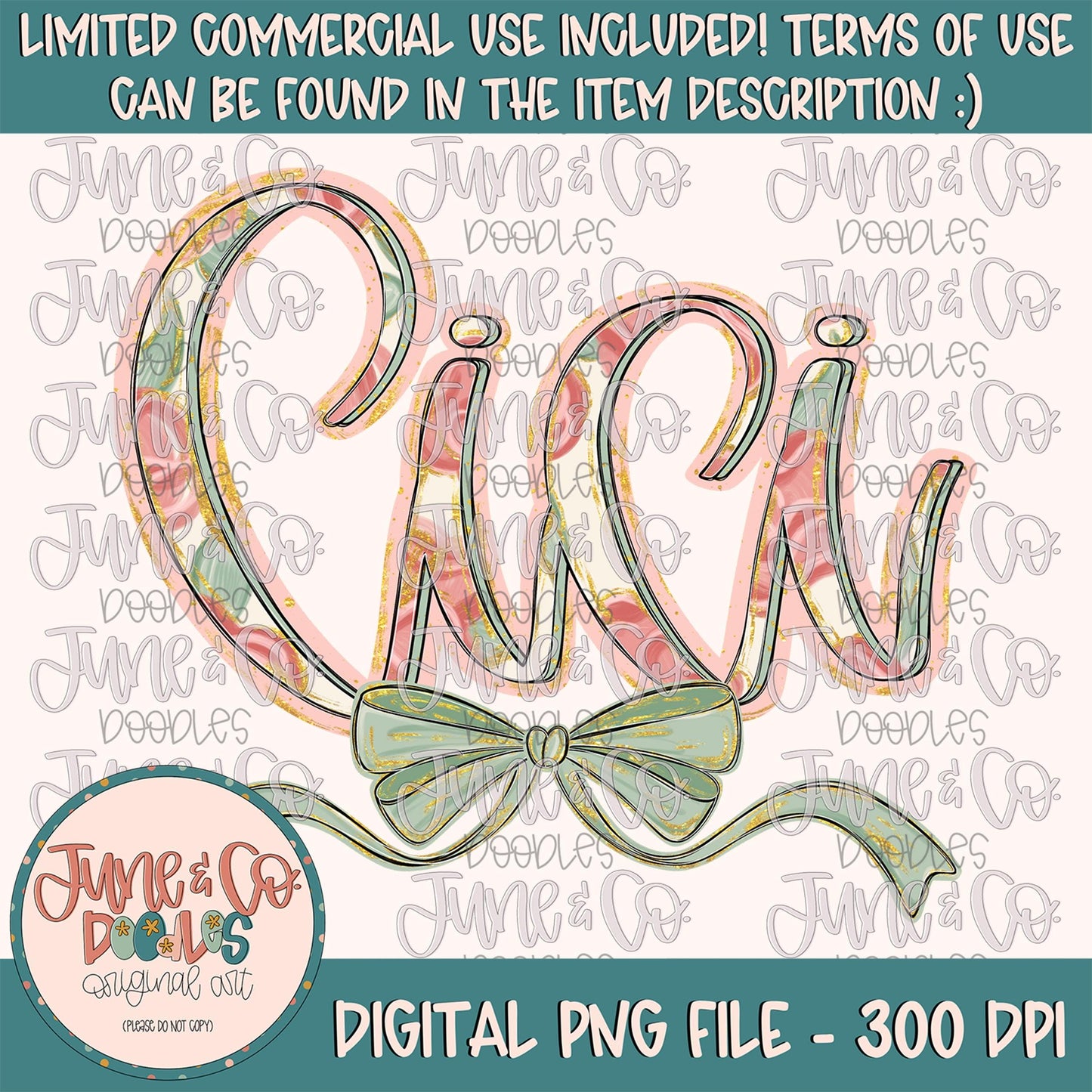 Painted Floral Cici PNG| Cici With Bow Sublimation File| Floral Mother's Day Shirt Design| Hand Lettered Art| Digital Download