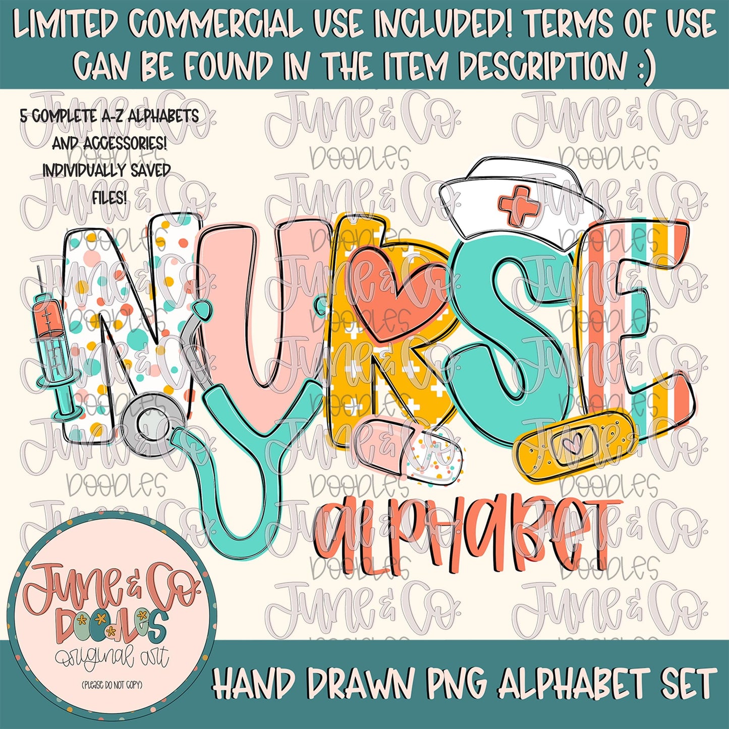 Nurse Alphabet Set- PNG| Medical Occupation Doodle Alpha| Individually Saved Letters| A-Z Doodle Letters PNG| Digital Download