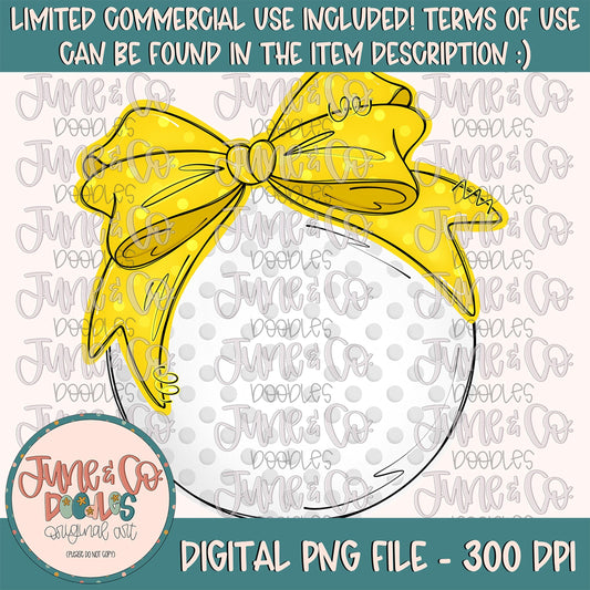 Golf Ball With Yellow Bow PNG| Coquette Golf Ball Sublimation File| Girls Golfing Shirt Design| Hand Drawn Printable Art| Digital Download