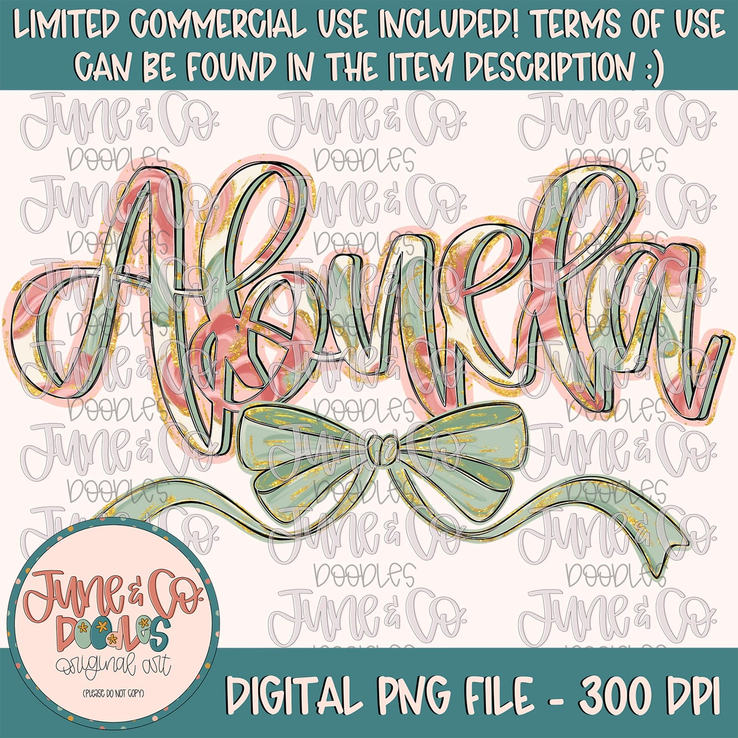 Painted Floral Abuela PNG| Abuela With Bow Sublimation File| Floral Mother's Day Shirt Design| Hand Lettered Printable Art| Digital Download