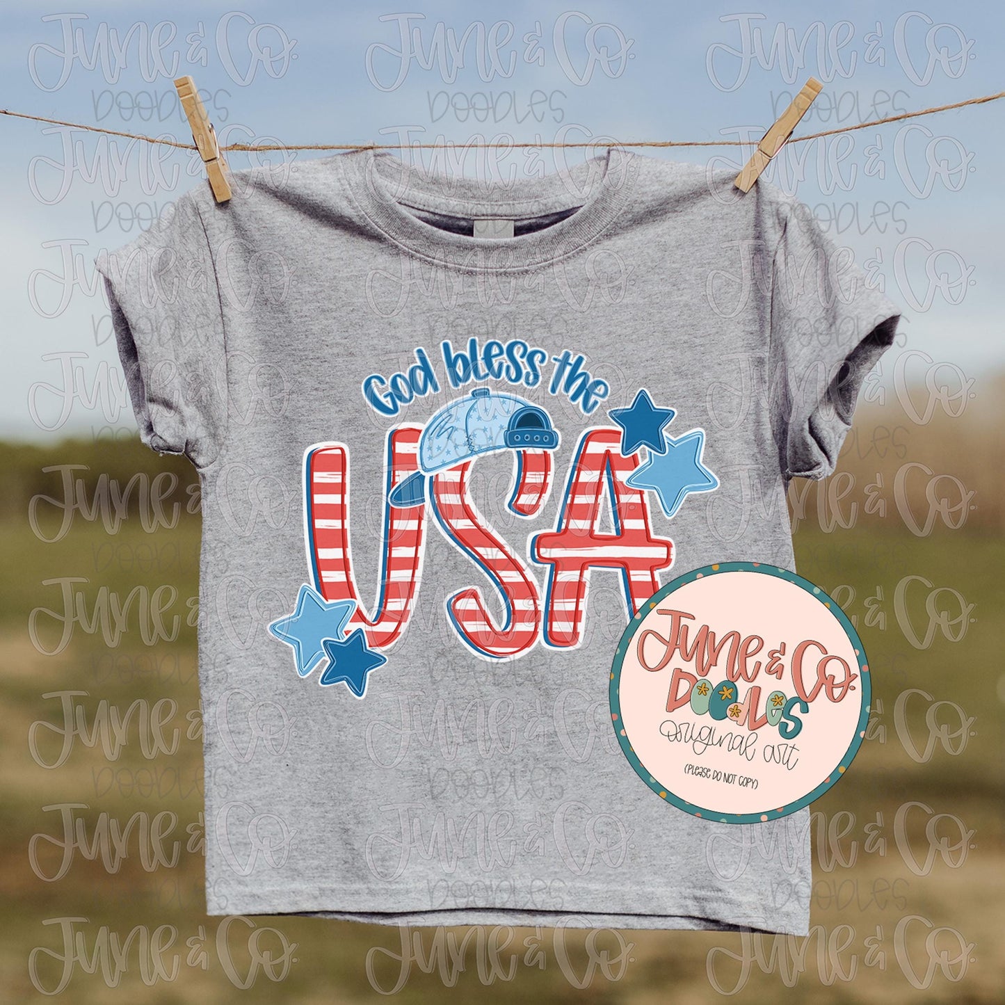 Boys God Bless The USA PNG| Faith Based Patriotic Sublimation File| Boys Independence Day Shirt Design| Hand Drawn Art| Digital Download