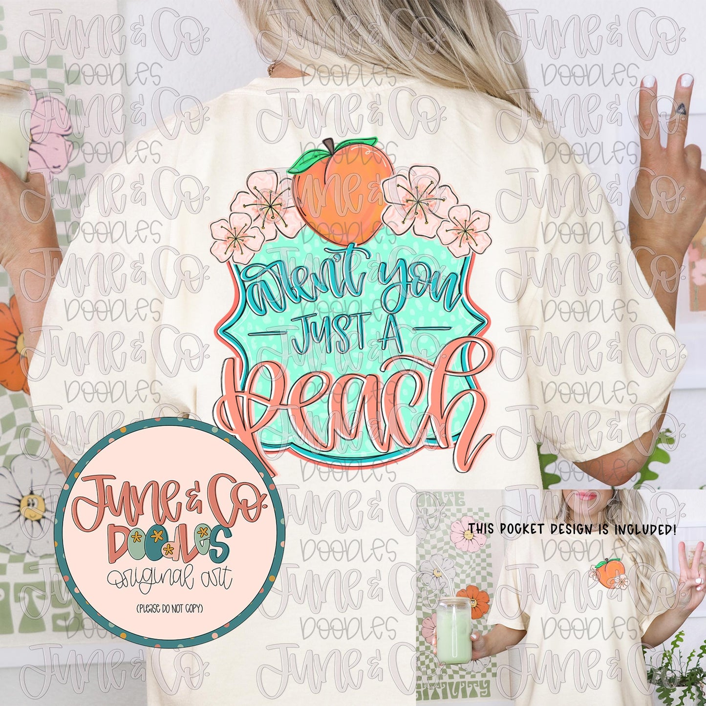Just A Peach PNG| Southern Sayings Sublimation File| Country Girl Shirt Design| Hand Lettered Printable Art| Digital Download