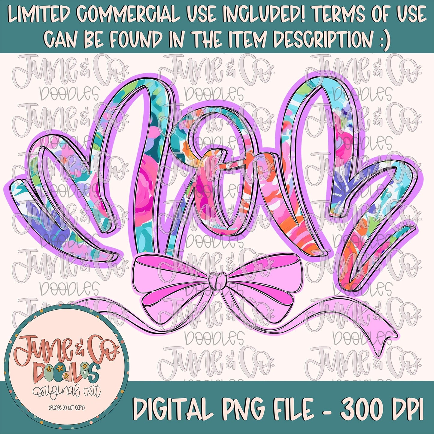 Bright Floral Mom PNG| Mom With Bow Sublimation File| Floral Mother's Day Shirt Design| Hand Lettered Printable Art| Digital Download
