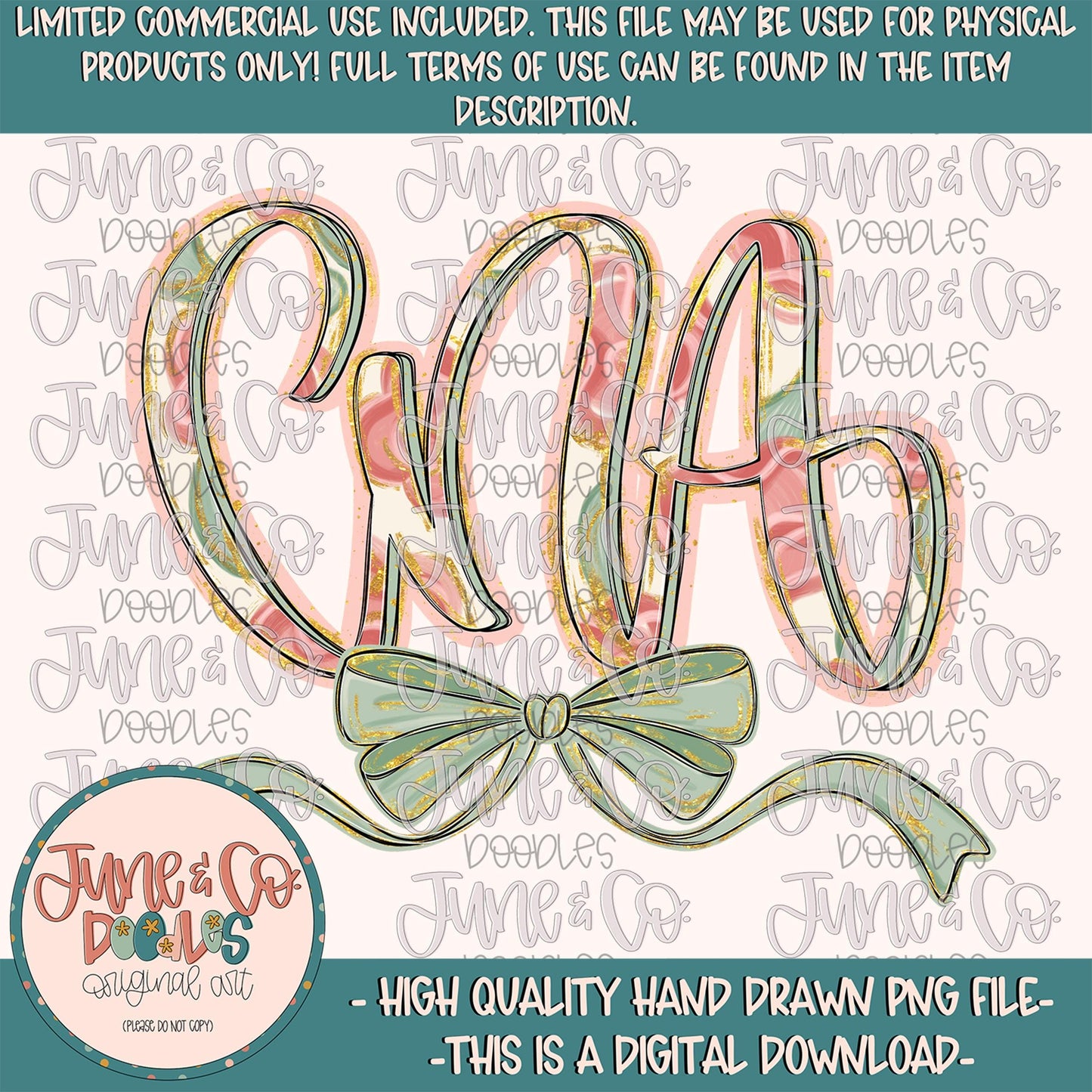 Painted Floral CNA PNG| CNA With Bow Sublimation File| Medical Occupation Shirt Design| Hand Lettered Printable Art| Digital Download