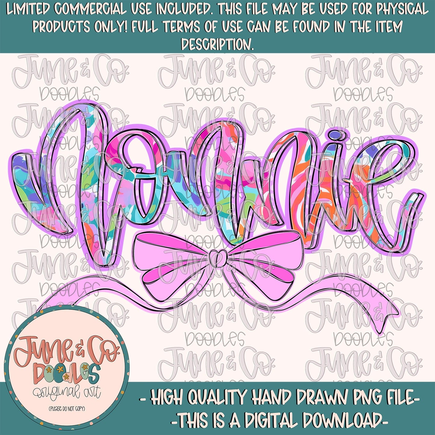 Bright Floral Nonnie PNG| Nonnie With Bow Sublimation File| Floral Mother's Day Shirt Design| Hand Lettered Printable Art| Digital Download