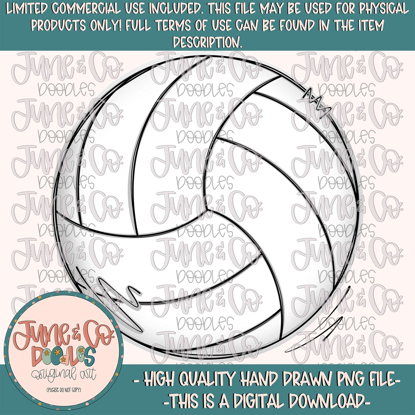 Sketchy Volleyball PNG| Hand Drawn Volleyball Sublimation File| Sports Team Shirt Design| Hand Sketched Printable Art| Digital Download