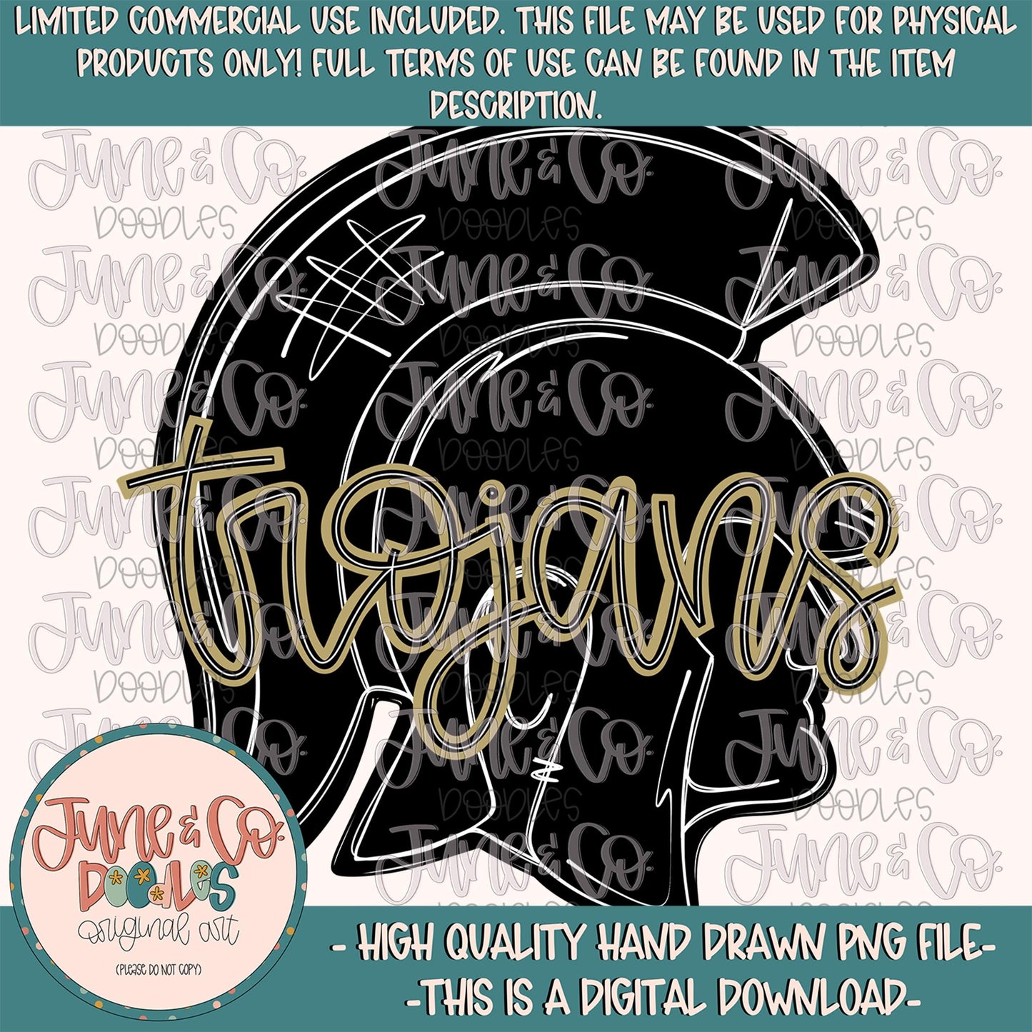 Trojans Mascot Silhouette PNG| Team Spirit Sublimation File| Game Day Shirt Design| Hand Drawn Printable Art| Digital Download
