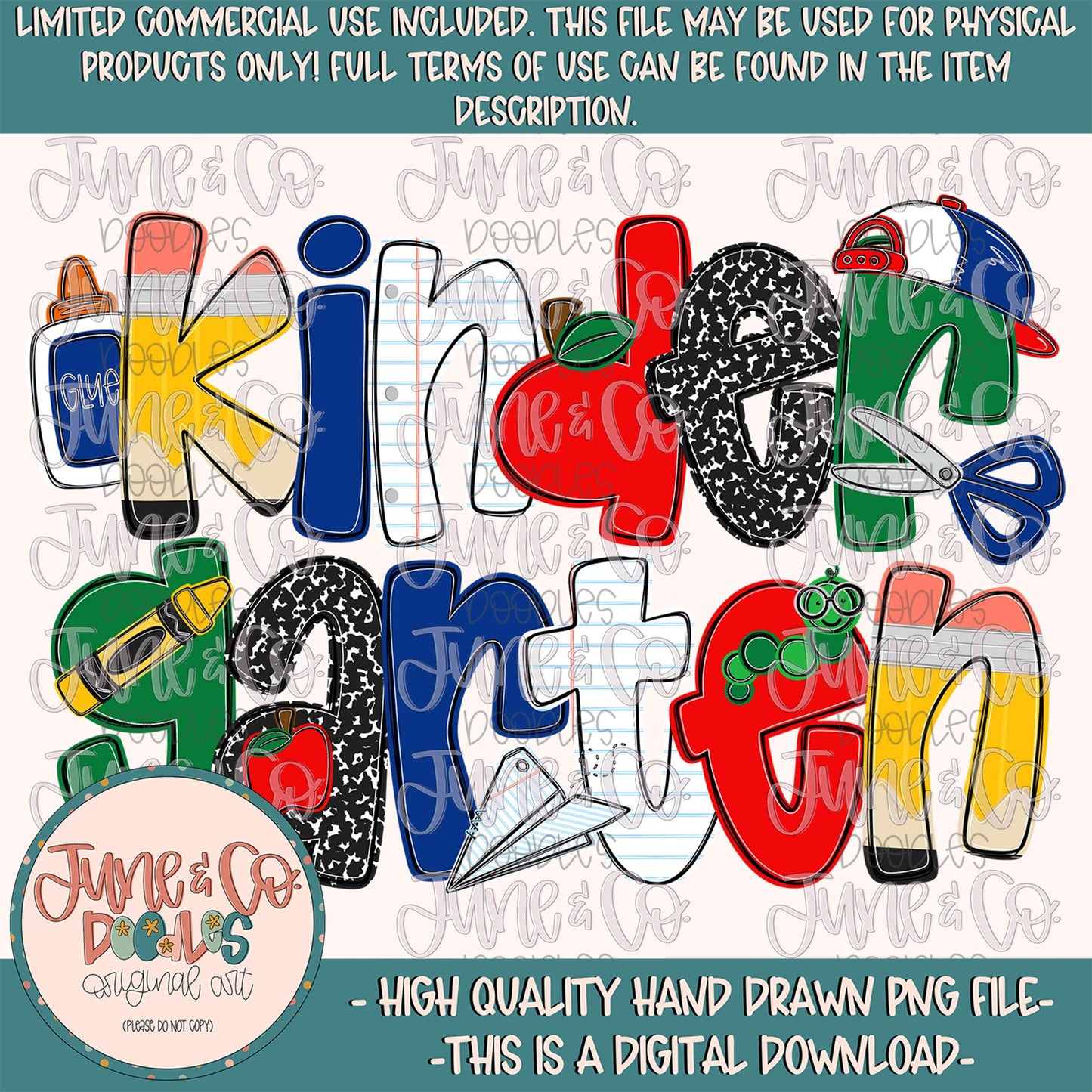 Boys Kindergarten PNG| Cool Back To School Sublimation File| Little Boy Elementary Grade Level Design| Hand Drawn Art| Digital Download