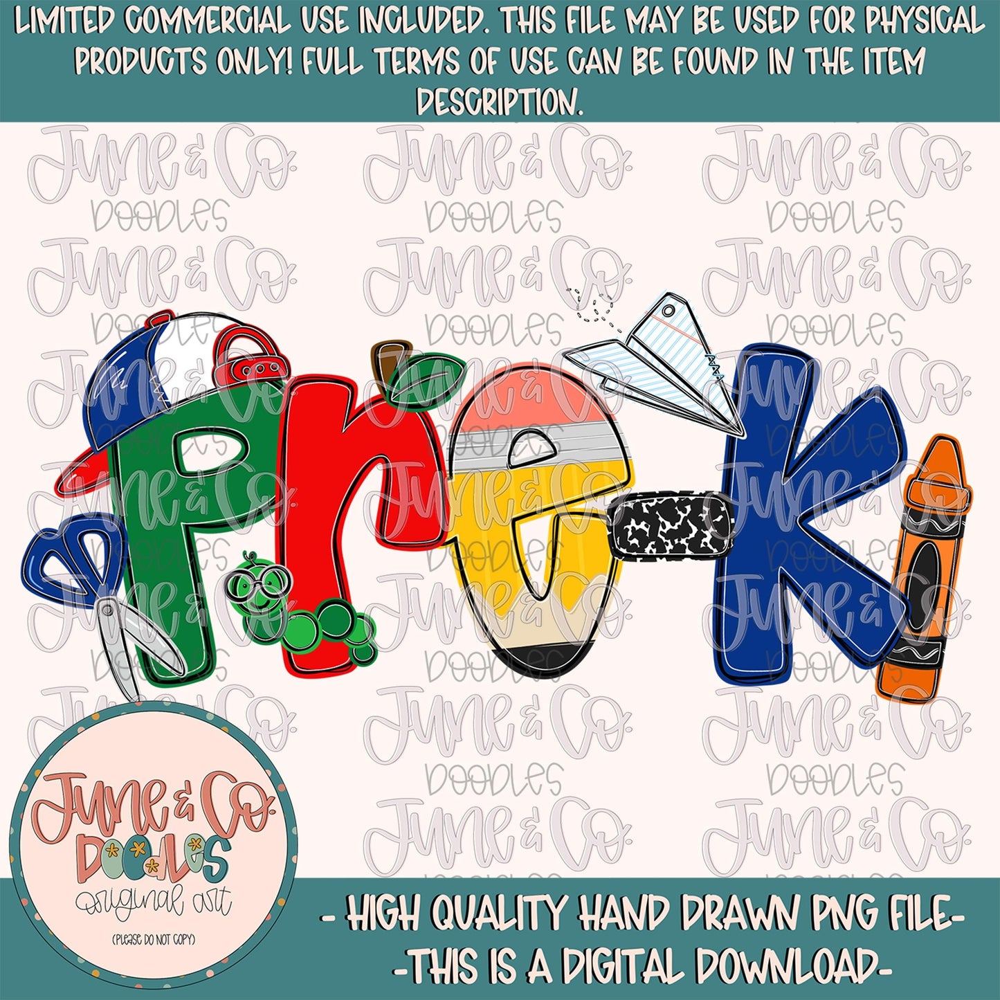 Boys Pre-K PNG| Cool Back To School Sublimation File| Little Boy Elementary Grade Level Design| Hand Drawn Art| Digital Download