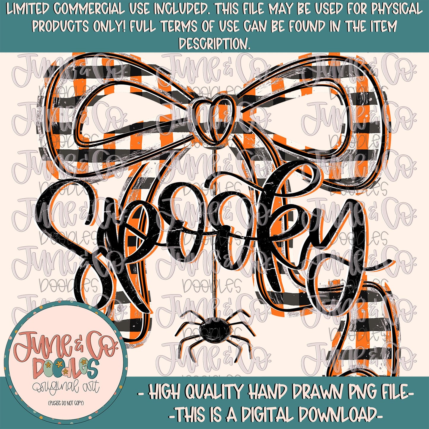Spooky Bow PNG| Coquette Holiday Sublimation File| Preppy Halloween Shirt Design| Hand Drawn Art| Hand Lettering| Digital Download
