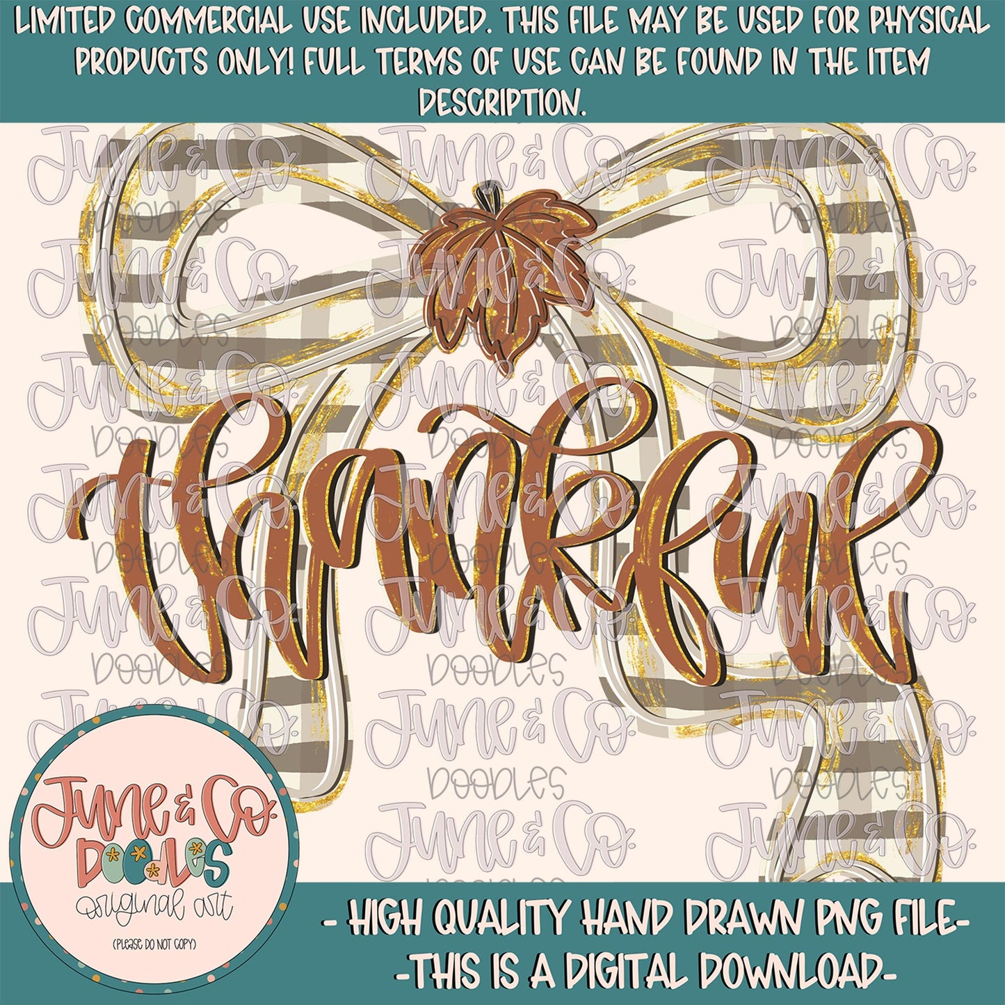 Thankful Bow PNG| Coquette Holiday Sublimation File| Preppy Thanksgiving Shirt Design| Hand Drawn Art| Hand Lettering| Digital Download