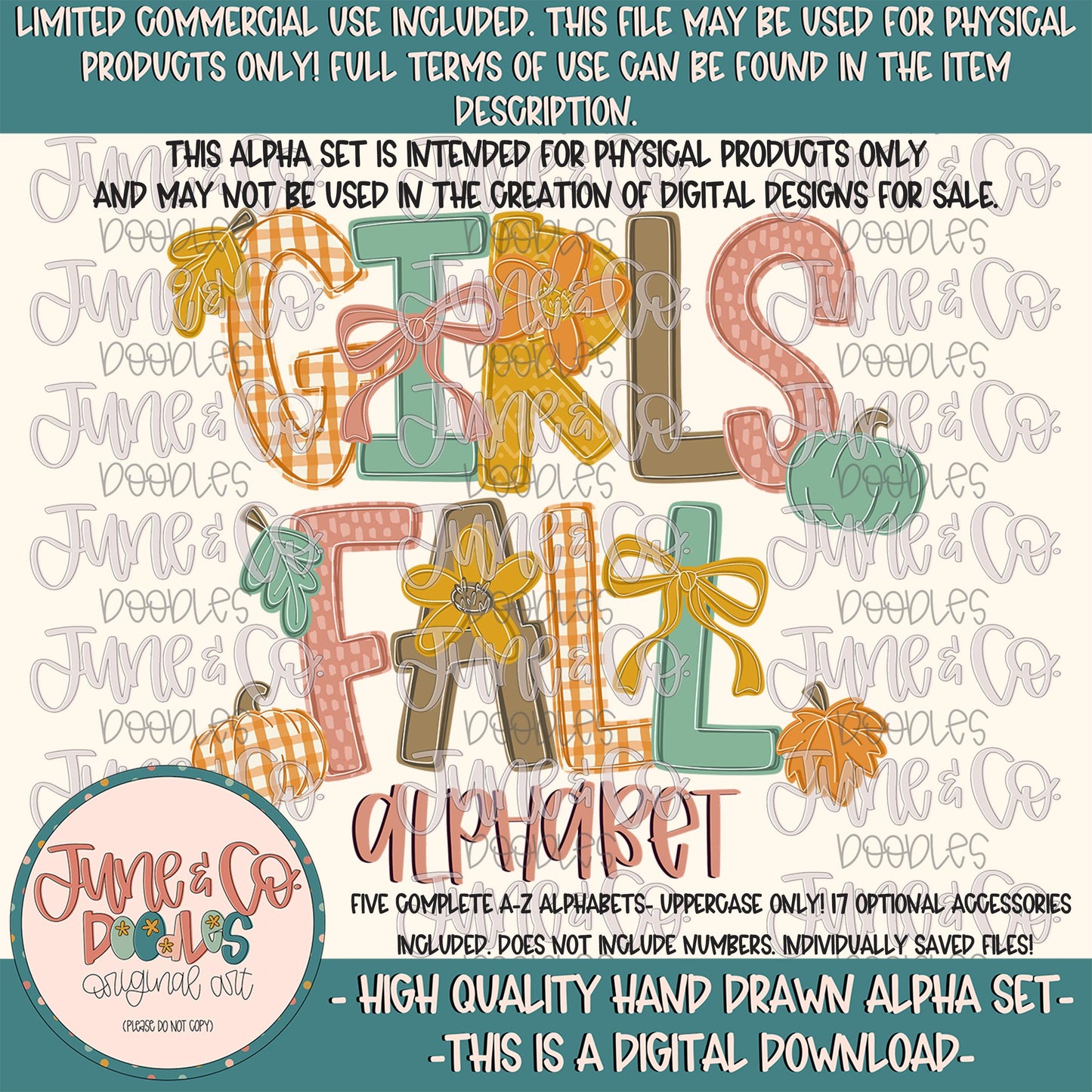 Boho Girls Fall Alphabet Set- PNG| Girls Fall Alpha| Individually Saved Letters| Girls Fall Letters| Doodle Letters PNG| Digital Download