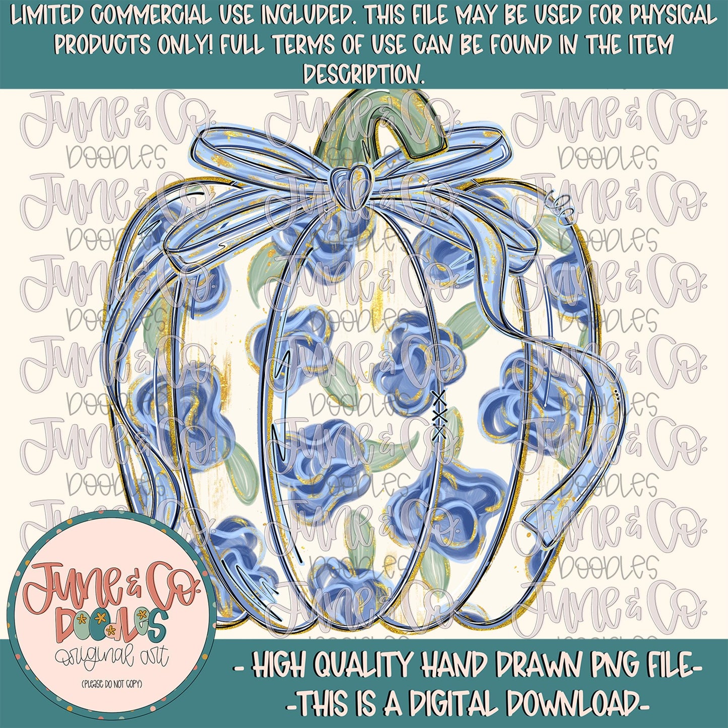 Painted Floral Pumpkin With Bow PNG| Coquette Pumpkin Sublimation File| Girly Fall Shirt Design| Hand Drawn Art| Digital Download