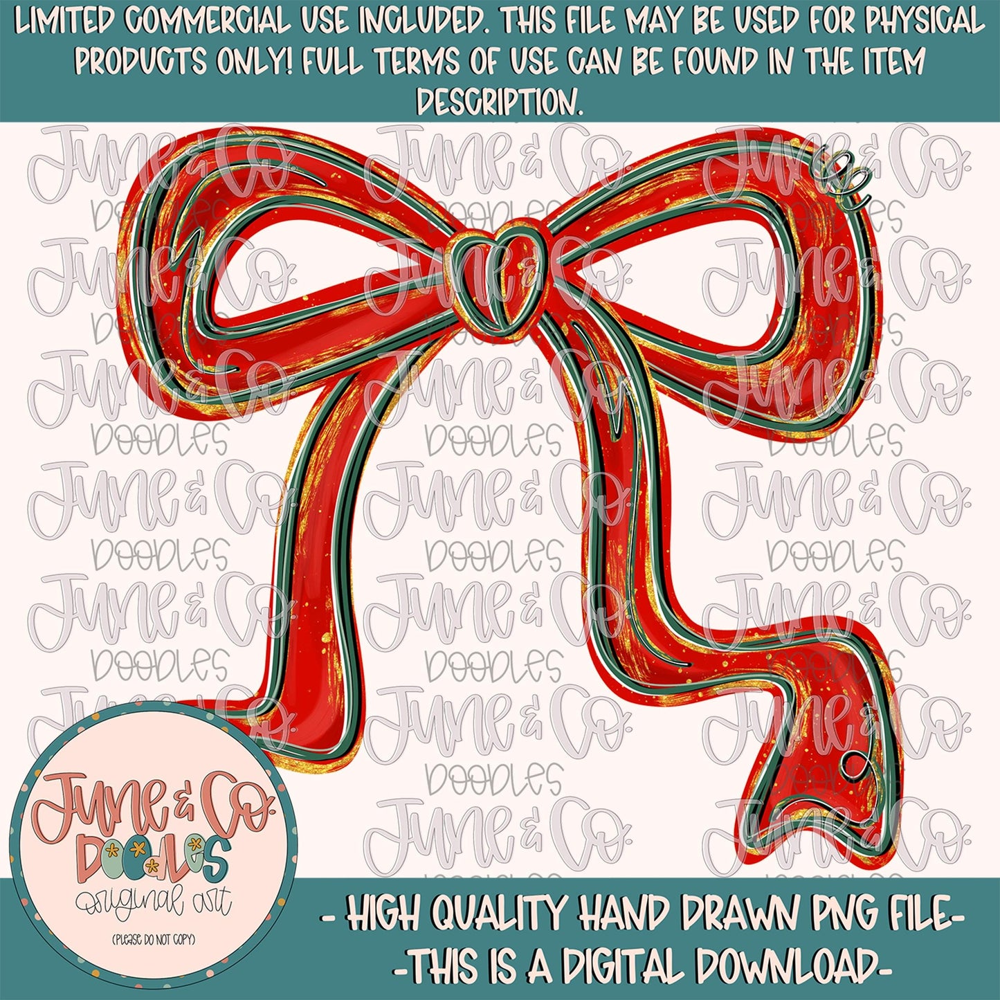 Red Holiday Bow PNG| Coquette Holiday Sublimation File| Preppy Christmas Shirt Design| Girly Christmas Bow| Hand Drawn Art| Digital Download