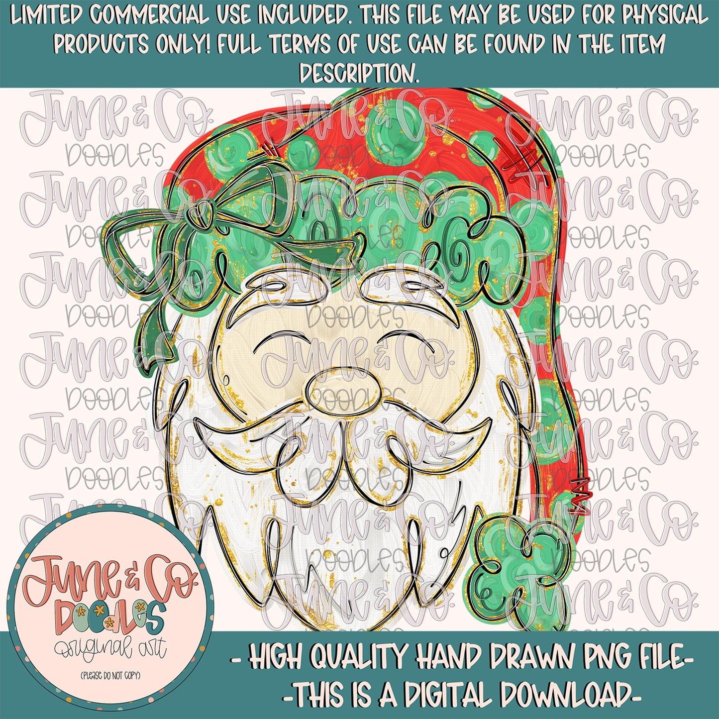 Painted Santa PNG-Red & Green| Brush Stroke Santa Sublimation File| Glam Santa| Christmas Holiday Design| Hand Drawn Art| Digital Download