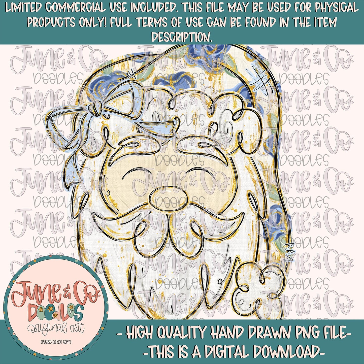 Painted Floral Santa PNG| Brush Stroke Santa Sublimation File| Glam Santa| Christmas Holiday Design| Hand Drawn Art| Digital Download