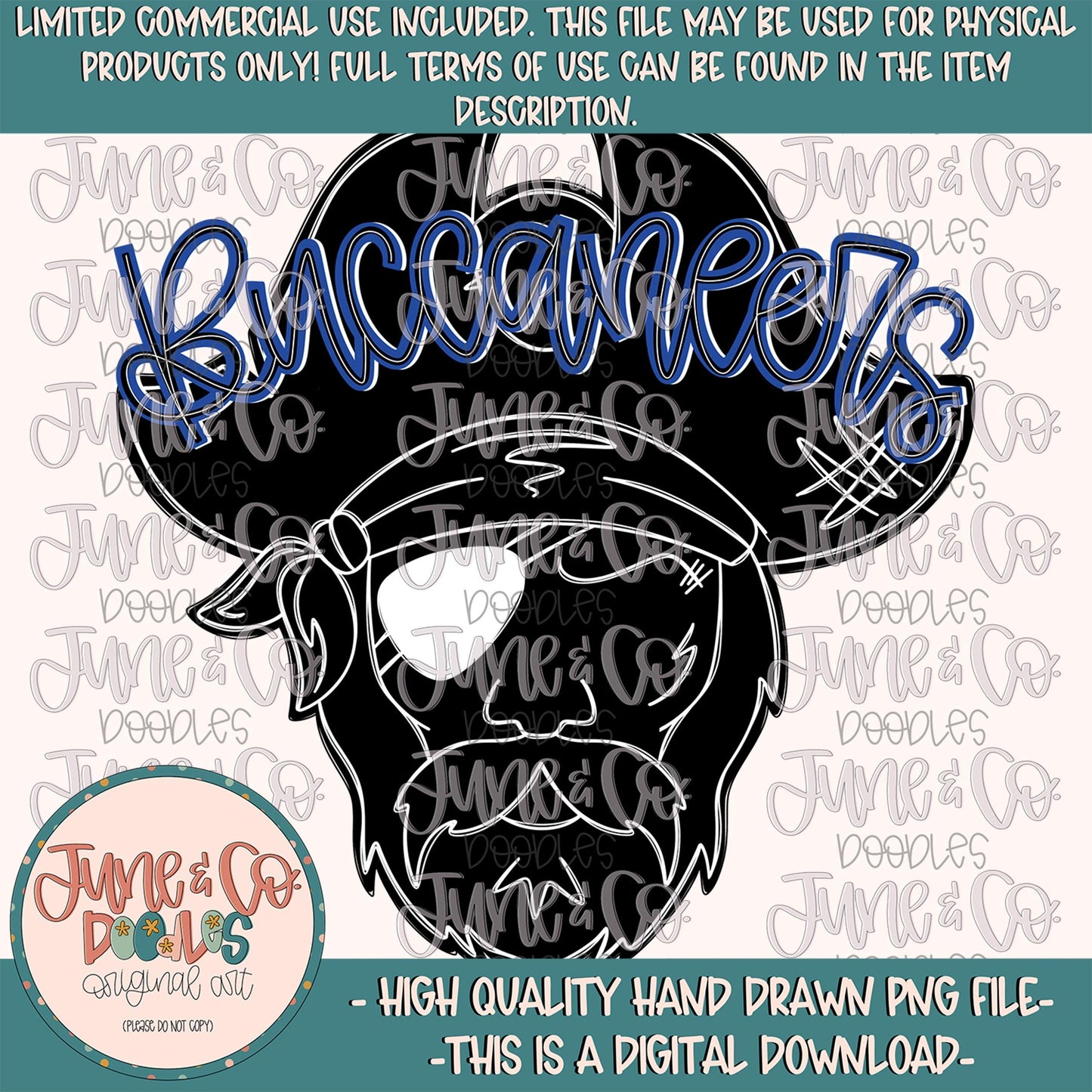 Buccaneers Mascot Silhouette PNG| Team Spirit Sublimation File| Game Day Shirt Design| Hand Drawn Printable Art| Digital Download