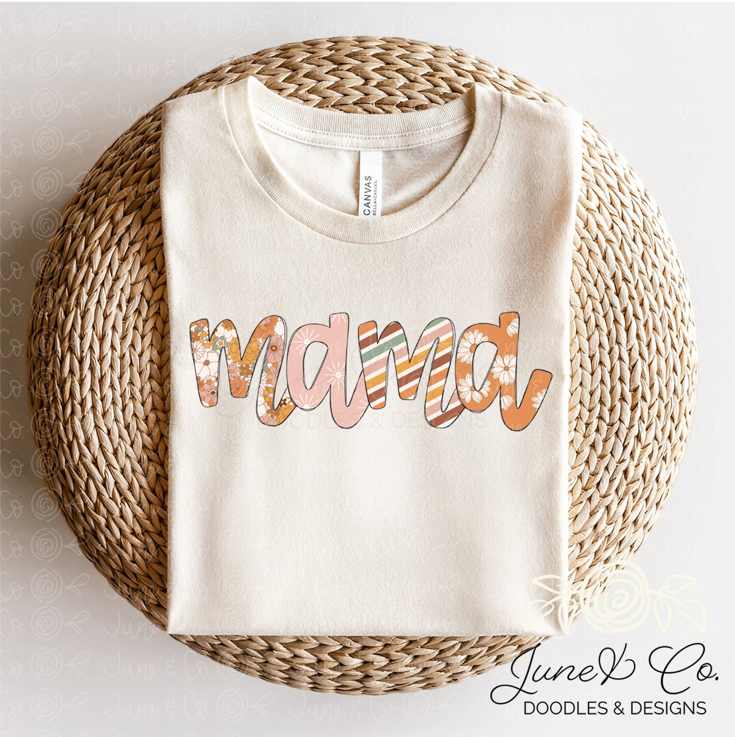 Boho Floral Mama PNG| Customizable Retro Mother's Day Sublimation File| Custom Mother's Day Shirt Design| Printable Art| Instant Download