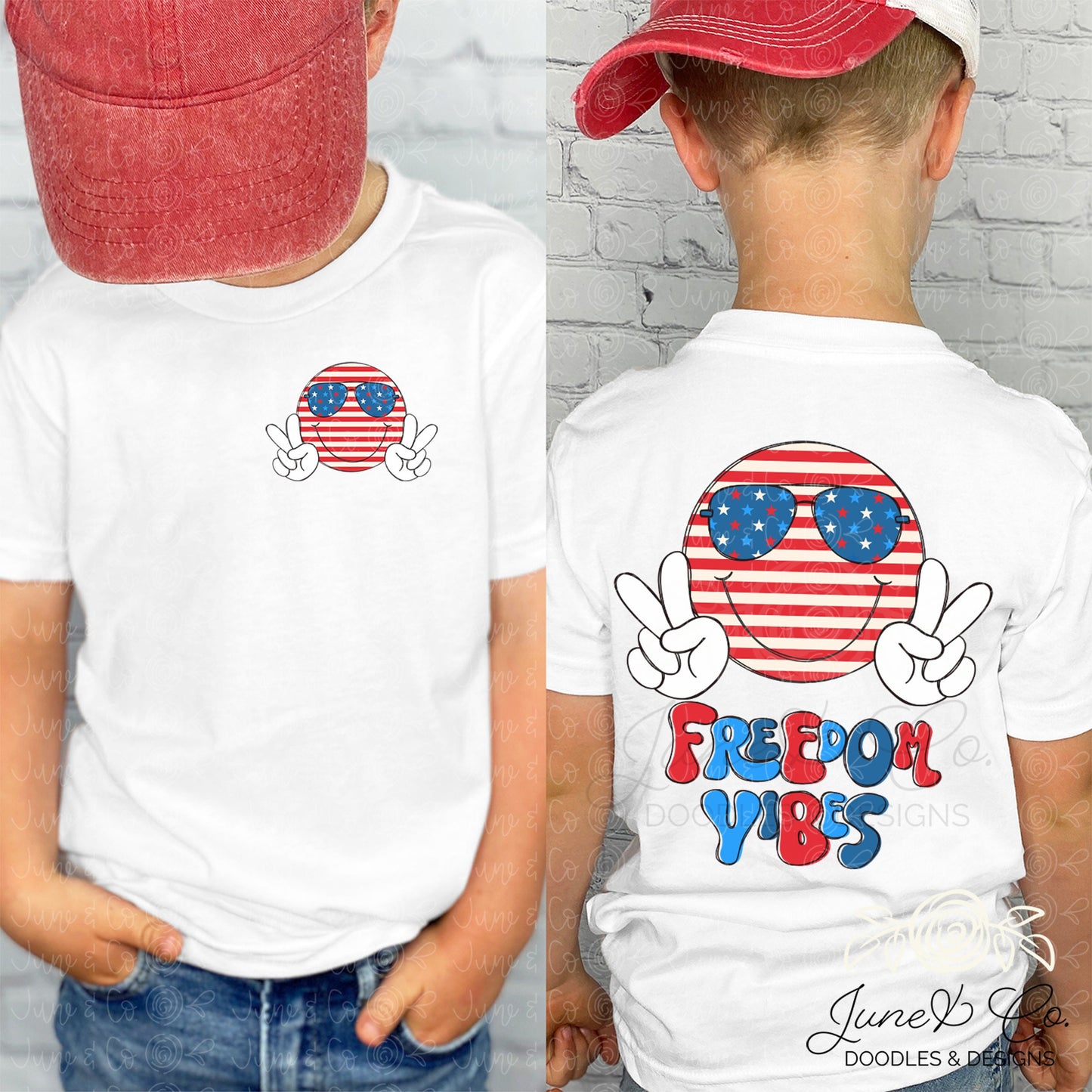 Freedom Vibes PNG| Patriotic Retro Happy Face Sublimation File| Kids July 4th Shirt Design| Independence Day Printable Art| Instant Download