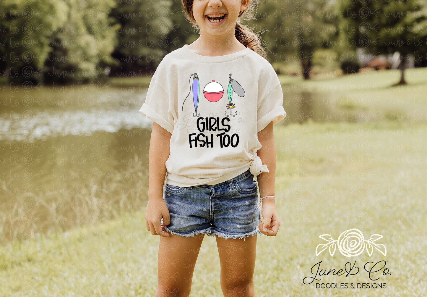 Girls Fish Too PNG| Fishing Lures Sublimation File| Fishing Shirt Design For Girls| Hand Lettered Printable Art| Instant Download