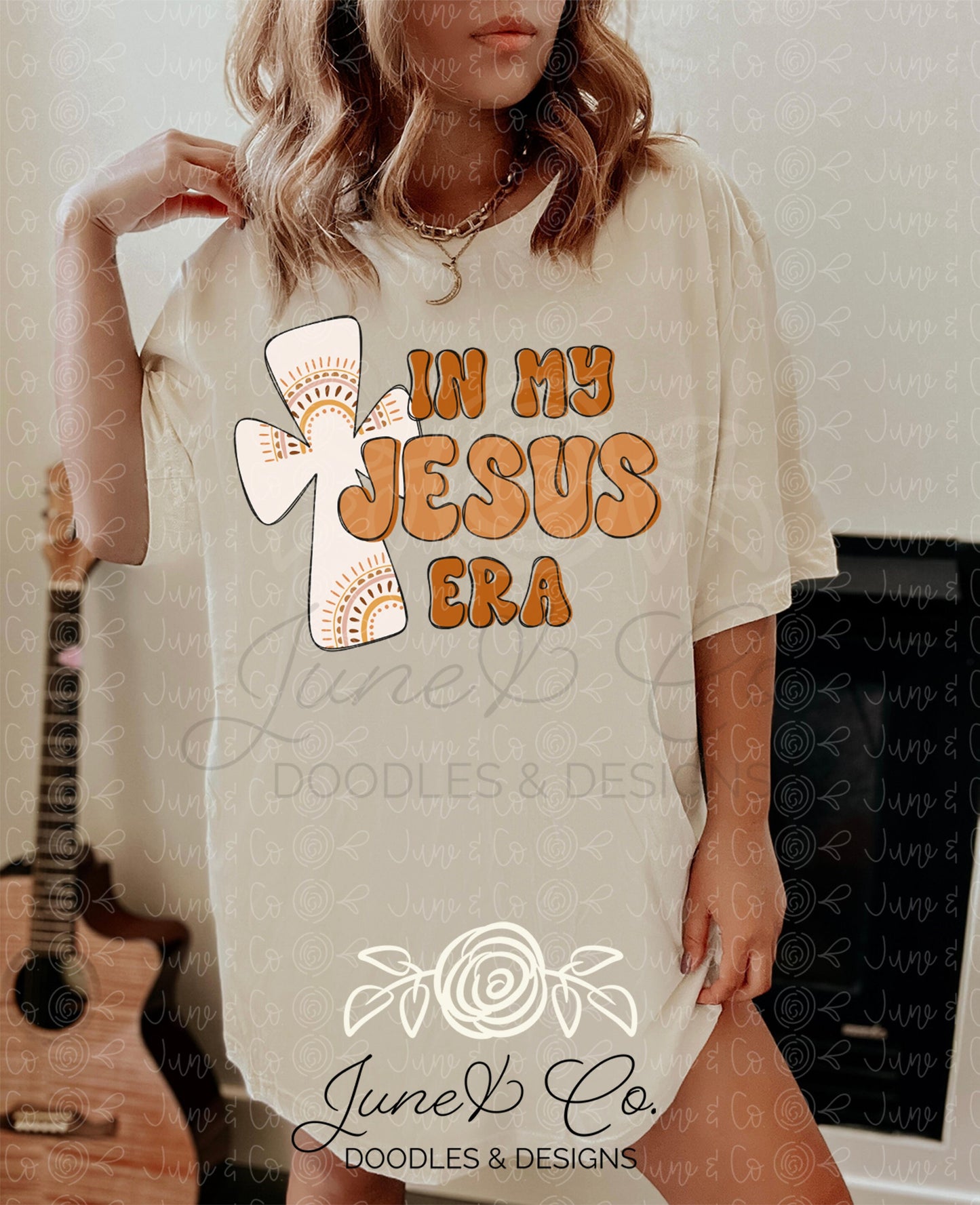 In My Jesus Era PNG| Boho Cross Sublimation File| Retro Christian Shirt Design| Faith Printable Art| Instant Download