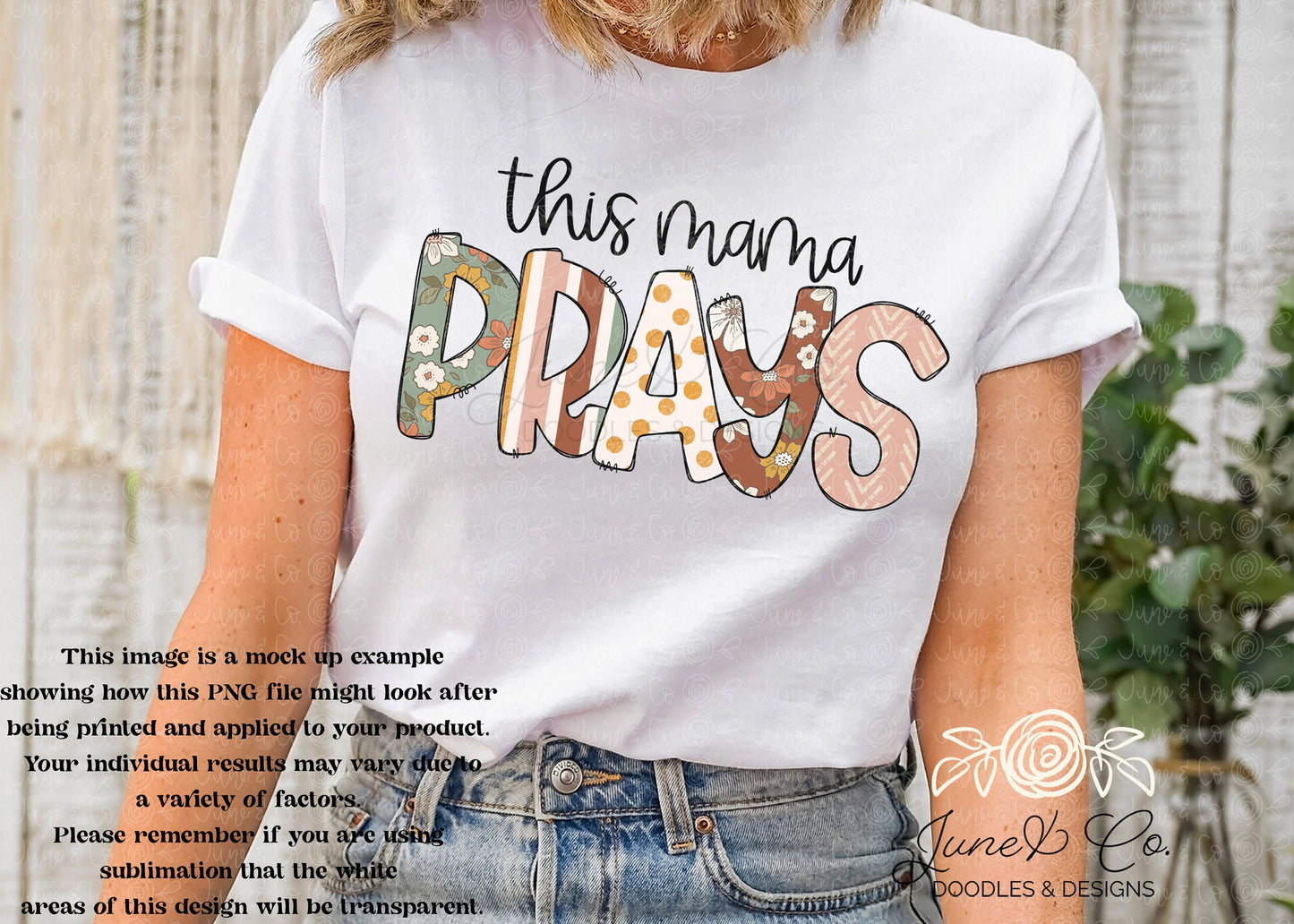 This Mama Prays PNG| Christian Mom Sublimation File| Faith Shirt Design| Religious Graphic| Hand Lettered Printable Art| Instant Download