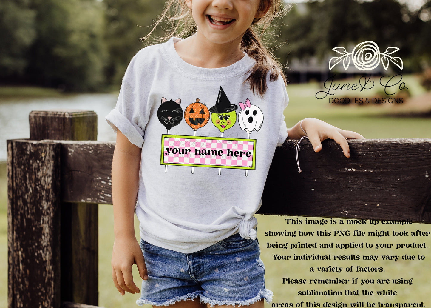 Halloween Cake Pops With Name Plate Girl PNG| Sublimation File| Trick or Treat Shirt Design| Hand Drawn Printable Art| Instant Download