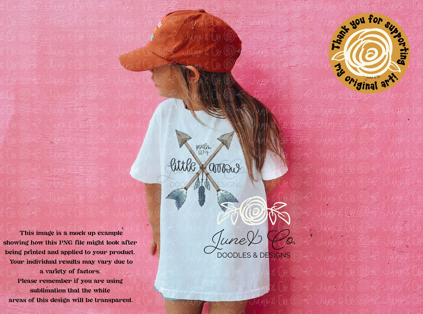 Little Arrow Girl PNG| Psalm 127:4 Sublimation File| Christian Kids Shirt Design| Hand Lettered Printable Art| Faith Instant Download