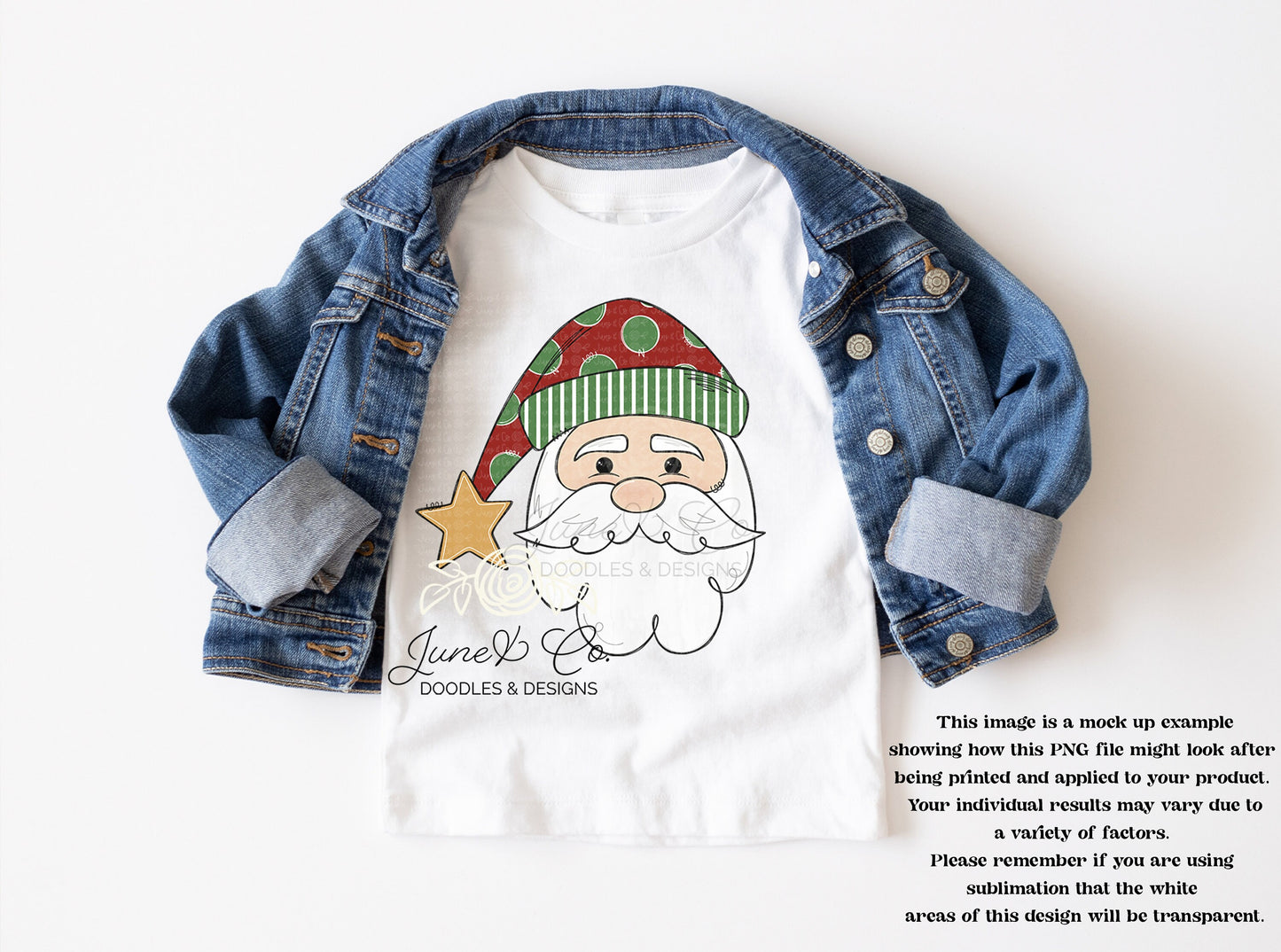 Whimsical Santa PNG| Christmas Holiday Sublimation File| St. Nick Shirt Design| Hand Sketched Printable Art| Instant Download