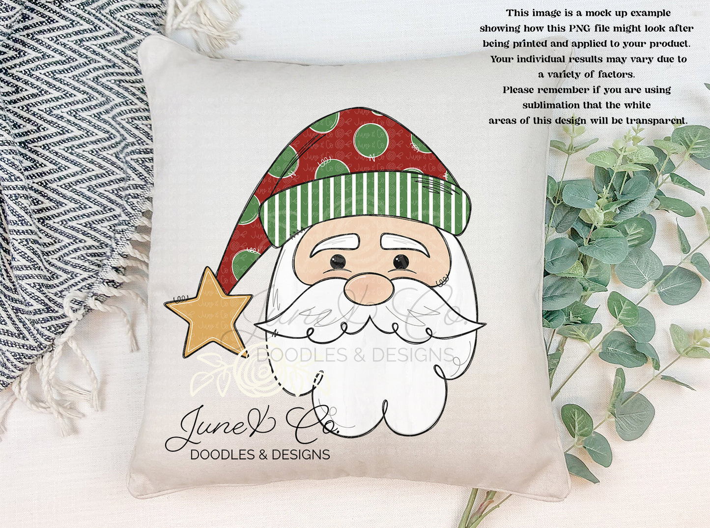 Whimsical Santa PNG| Christmas Holiday Sublimation File| St. Nick Shirt Design| Hand Sketched Printable Art| Instant Download