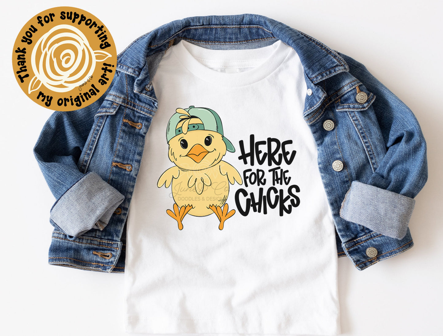 Here For The Chicks PNG| Cool Easter Chick In Hat Sublimation File| Boy's Spring Shirt Design| Hand Sketched Printable Art| Instant Download